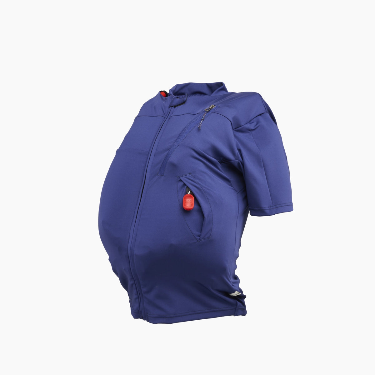 T-shirt anti-noyade automatique Floatee bleu à manches courtes, gonflé, vue packshot