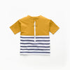 Tee-shirt anti-noyade enfant Floatee, bas marinière et haut jaune, manches courtes