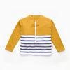 Tee-shirt anti-noyade enfant Floatee, bas marinière et haut jaune, manches longues