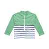 Tee-shirt anti-noyade enfant Floatee, bas marinière et haut vert, manches longues