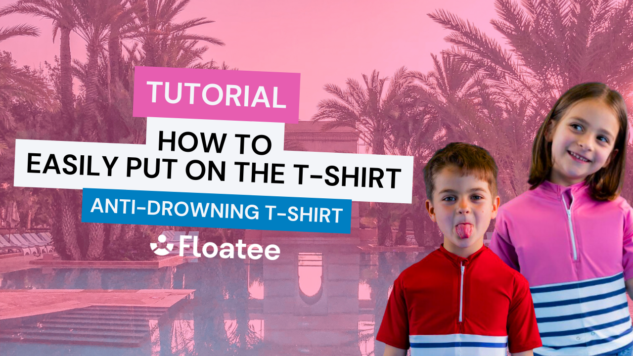 Load video: Tutorial: how to put on the children&#39;s anti-drowning T-shirt