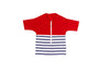 Tee-shirt anti-noyade pour enfant Floatee, manches courtes, vue packshot, marinière en bas et rouge en haut