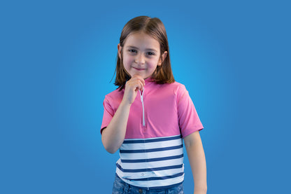 Floatee tee-shirt anti-noyade enfant - rose manches courtes