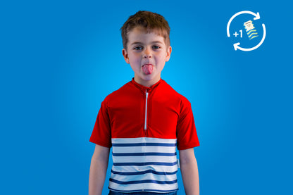 Floatee tee-shirt anti-noyade enfant - rouge manches courtes + 1 recharge