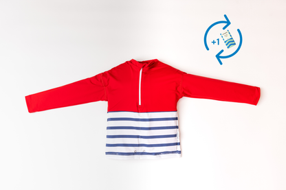 Floatee tee-shirt anti-noyade enfant - rouge manches longues + 1 recharge