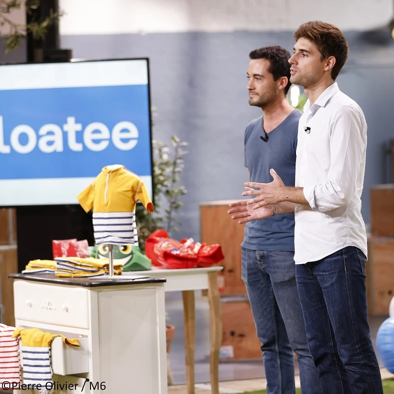 Floatee, le tee-shirt anti-noyade a été présenté à la télévision sur M6 dans l'émission Qui Veut Être Mon Associé