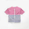 Tee-shirt anti-noyade enfant Floatee, bas marinière et haut rose, manches courtes