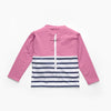 Tee-shirt anti-noyade enfant Floatee, bas marinière et haut rose, manches longues