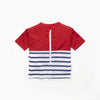 Tee-shirt anti-noyade enfant Floatee, bas marinière et haut rouge, manches courtes